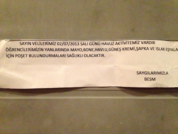 Note in Turkish
